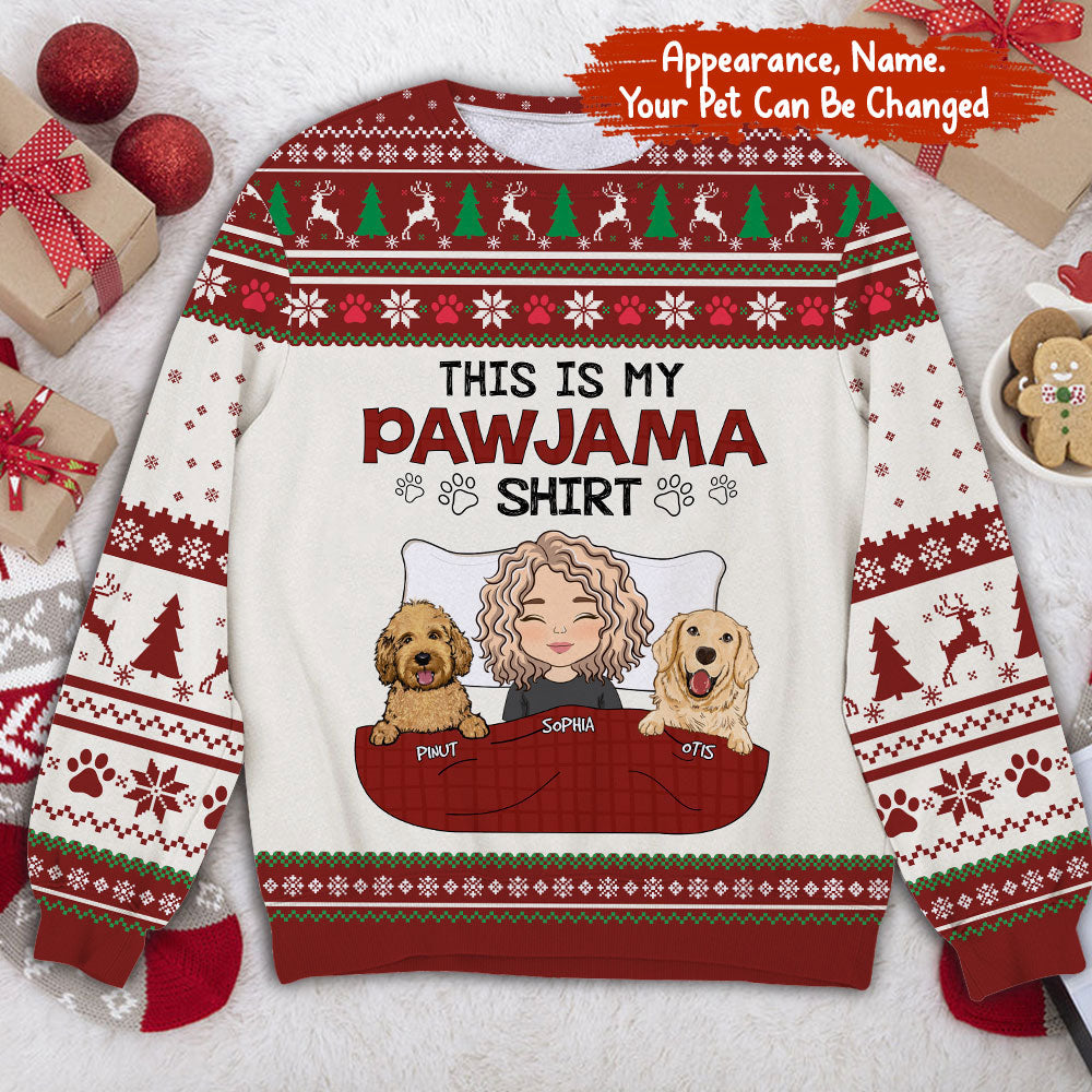 This My Pawjama Shirt - Custom Appearance And Name - Personalized Woolen Sweater - Family Gift, Gift For Pet Lover, Xmas Gift