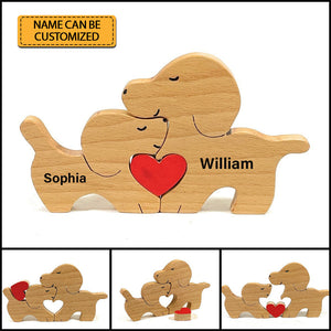 Man, Woman Couple Gift, Personalized Puppies Puzzle Wooden - Wooden Pet Carvings - Gift For Family