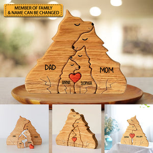 Personalized Puppies Family Puzzle Wooden - Wooden Pet Carvings, Gift For Family, Gift For Couple