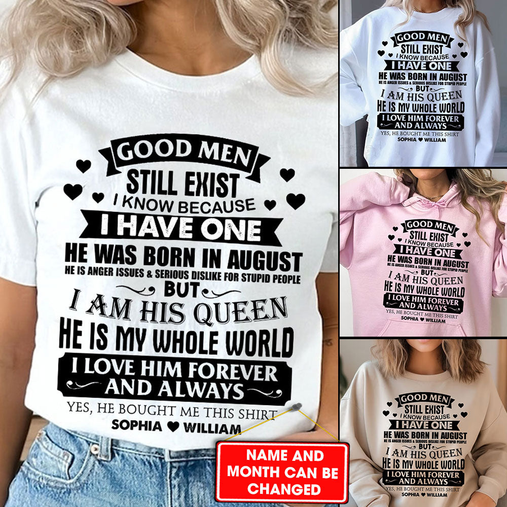 I Am His Queen, He Is My Whole World - Custom Month And Name - Personalized Sweatshirt - Couple Gift