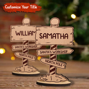 Custom 3 Titles, Personalised Wooden Place Names - Christmas Gift For Family - Standing Table Decoration