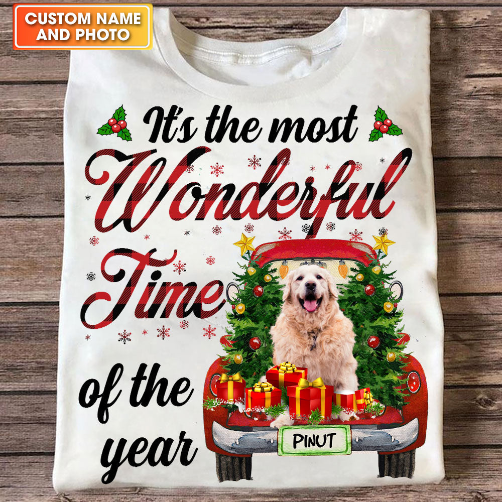 It's The Most Wonderful Time Of The Year - Custom Pet Photo And Name - Gift For Pet Lover - Personalized T-Shirt