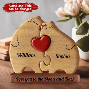 Man, Woman Couple Gift, Personalized Meowy Puzzle Wooden - Wooden Pet Carvings - Gift For Family