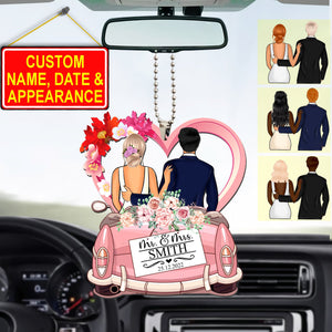 Married Couple  - Custom Appearance And Name, Personalized Car Acrylic Ornament - Gift For Couple