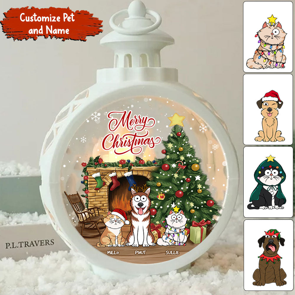 Custom Merry Christmas With Dog Cat LED Light Ornament, Christmas Gift