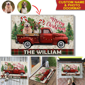 Merry Christmas  - Custom Photo And Name - Personalized Doormat - Pet Lover Gift