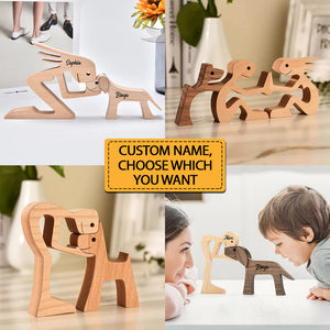 Man, Woman With Pet, Personalized Puzzle Wooden - Wooden Pet Carvings - Gift For Family, Gift For Pet Lover