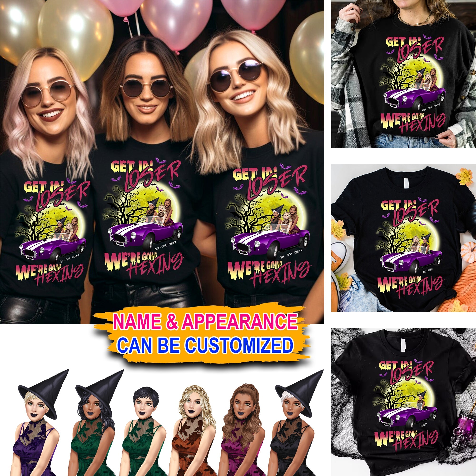 Get In Loser - Custom Appearance And Name - Personalized T-Shirt - Halloween Besties Gift