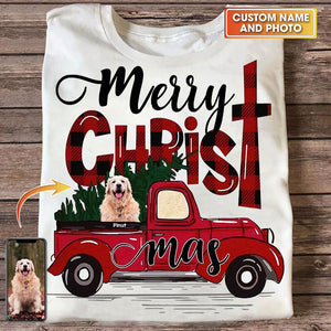 Merry Christmas Pet Photo - Gift For Pet Lover - Personalized T-Shirt