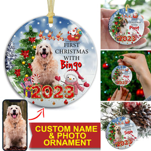 First Christmas With - Personalized Ceramic Ornament - Gift For Christmas, Family Gift, Gift For Pet Lover