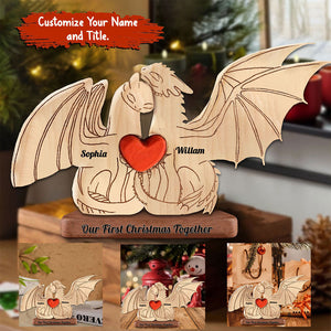 Man, Woman Couple Gift, Personalized Flying Dragon Couple Puzzle Wooden - Wooden Pet Carvings - Gift For Family