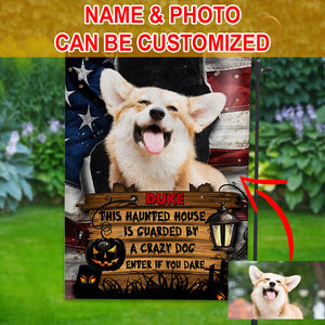 Personalized Halloween Dog, American Flag, Custom Dog Photo Garden Flag