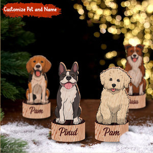 Custom Dog And Name, Personalised Wooden Place Names - Christmas Gift For Pet Lover - Standing Table Decoration