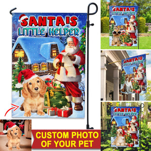 Santa's Little Helper - Custom Pet Photo Flag - Christmas Gift, Gift For Pet Lovers