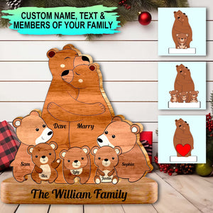 Personalized Wooden Bears Family - Puzzle Wooden Bears Family - Wooden Pet Carvings