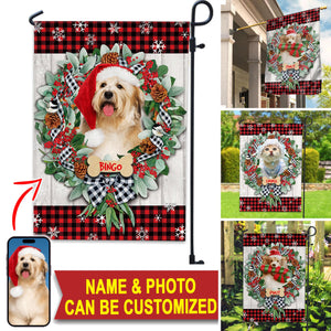 Merry Christmas- Custom Pet Photo And Name Flag - Christmas Gift, Gift For Pet Lovers