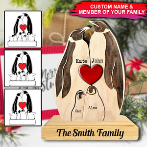 Man, Woman Couple Gift, Dad, Mom And Kids, Personalized Penguin Couple Puzzle Wooden - Wooden Pet Carvings - Gift For Family