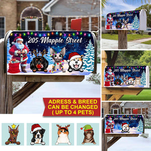 Santa And Custom Christmas Pet Mailbox Cover,  Christmas Gift, Gift For Pet Lover, Christmas Dog, Christmas Cat