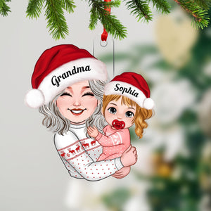 Grandma Carried The Kid, Christmas Decor - Personalized Acrylic Ornament - Gift For Family