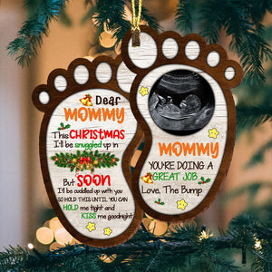 Mommy You Are Doing A Great Job Love The Bump - Personalized Custom Shaped Wooden Ornament, Christmas Gift