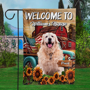 Welcome To My House, My Garden - Personalized Pet Photo & Name Flag - Gift For Pet Lovers