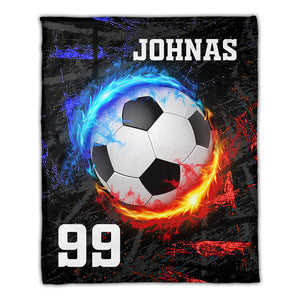 Custom Name And Number, Personalized Fleece Blanket - Gift For Soccer Lover, Family Gift