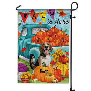 Fall Is Here - Personalized Pet Photo & Name Flag - Gift For Pet Lovers