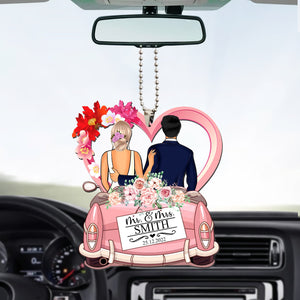 Married Couple  - Custom Appearance And Name, Personalized Car Acrylic Ornament - Gift For Couple