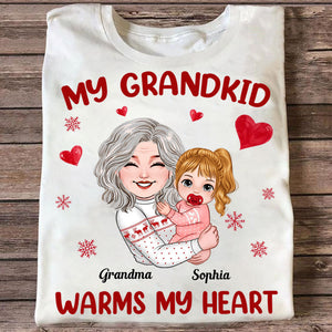 My Grandkid Warms My Heart, Custom Appearance And Names - Personalized Sweatshirt - Gift For Family