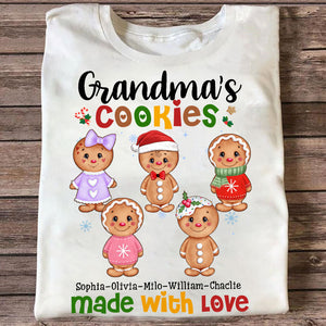 Gift For Grandma Cookies Made With Love - Personalized T-Shirt - Family Gift