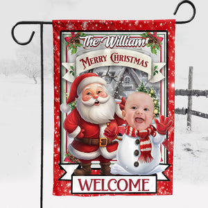 Welcome Merry Christmas Flag - Custom Photo Flag - Christmas Gift, Gift For Pet Lover