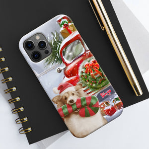 Xmas Pet Photo And Car - Custom Photo And Name - Personalized Phone Case, Gift For Pet Lover, Christmas Gift