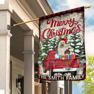 Merry Christmas Pet Gift On Car- Custom Pet Photo And Name Flag - Christmas Gift, Gift For Pet Lovers