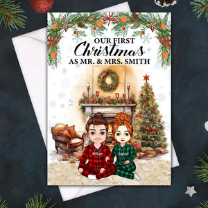 Couple First Christmas, Custom Appearances And Names - Personalized Christmas Card, Christmas Gift