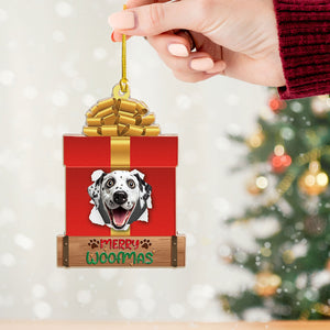 Merry Woofmas, Christmas Gift Box, Custom Photo And Quote - Personalized Custom Shaped Wooden Ornament - Gift For Pet Lover