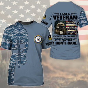 I Am Veteran - I love Freedom - I Wore Dogtags - I Have A DD-214 - Customized U.S. Veteran Navy T-Shirt, Gift For Veterans