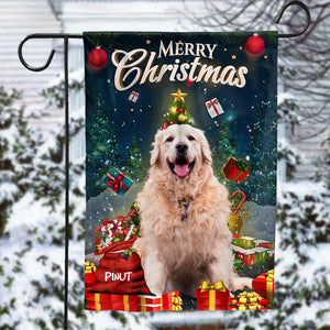 Merry Christmas, Santa Claus US Flag  - Personalized Pet Photo And Name Flag - Gift For Pet Lovers, Christmas Gift