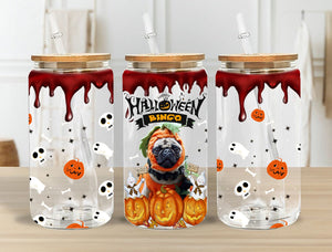 Personalized Halloween Dog Glass Bottle, Frosted Bottle