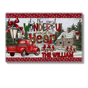 It's The Most Wonderful Time Of The Year  - Custom Family Name - Personalized Doormat - Christmas Gift