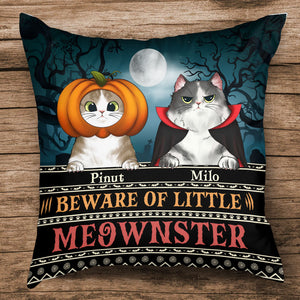 Beware Of Little Meownster - Personalized Cutie Kittie Pillow, Halloween Decor Gift, Cat Lovers Gift