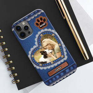 Denim Background Pet Photo - Custom Photo And Name - Personalized Phone Case, Gift For Pet Lover, Gift For Family