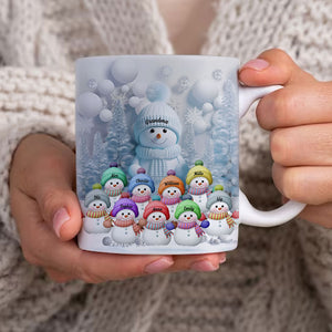 Snow Man Family Mug - Custom Name, Personalized White Mug, Gift For Family, Christmas Gift