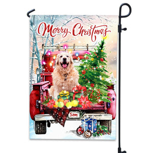 Merry Christmas - Personalized Pet Photo And Name Flag - Christmas Gift, Gift For Pet Lovers