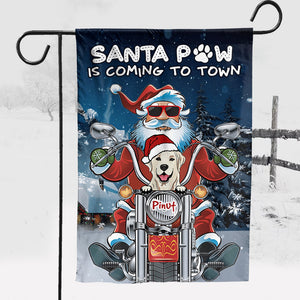 Santa Paw Is Coming Town - Custom Dog And Name Flag - Christmas Gift, Gift For Pet Lovers