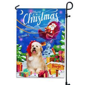 Merry Christmas House Flag, Santa Is Coming - Custom Pet Photo Flag - Christmas Gift, Gift For Pet Lovers