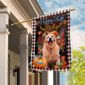 Personalized Welcome Garden Flag, Happy Fall Y'all Thankgivings Jesus with Custom Name