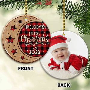 First Christmas Baby - Personalized 2 Sides Ceramic Ornament - Custom Photo Gift For Christmas