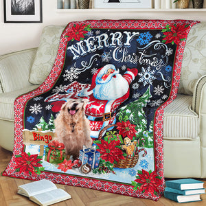 Merry Xmas - Custom Photo And Name - Personalized Fleece Blanket, Christmas Gift For Pet Lover