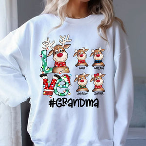 Christmas Gift For Grandma Reindeer - Custom Appearance And Name - Personalized Sweatshirt - Family Gift