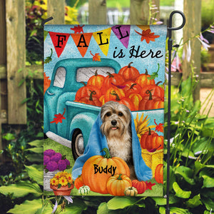 Fall Is Here - Personalized Pet Photo & Name Flag - Gift For Pet Lovers